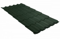 Металлочерепица Гранд Лайн / Grand Line, Kvinta plus, GreenCoat Pural Matt BT 0,5 цвет RR11 темно-зеленый (RAL6020)