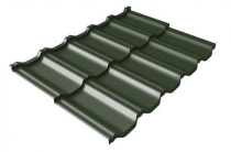 Металлочерепица Гранд Лайн / Grand Line, Kvinta Uno, GreenCoat Pural Matt BT 0,5 цвет RR11 темно-зеленый (RAL6020)