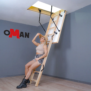 Купить Чердачная лестница деревянная с люком 46мм OMAN EXTRA LONG 60х120х330см - изображение 3