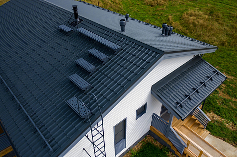 Купить Металлочерепица МП Ламонтерра / Монтеррей, Норман / Norman 0,5 цвет RAL7024 Графит - изображение 5