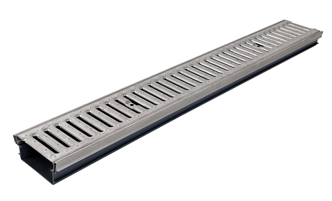 Купить Канал с металлической решеткой Nicoll из нержавеющей стали, 130 мм, 1 м - изображение 1