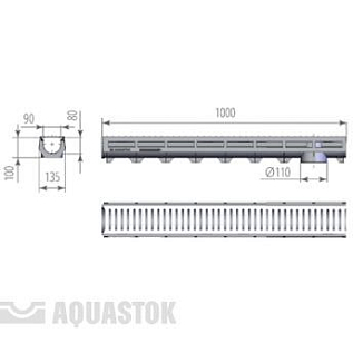 Купить  Аквасток AQUA-TOP DN90 H100 со штампованной оцинкованной решеткой - изображение 4