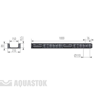 Купить Лоток водоотводный Аквасток NORMA PLASTIK DN150 H80 - изображение 2