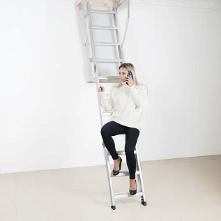 Купить Чердачная лестница алюминиевая с люком 26мм OMAN ALURUS LITE 60х120х280см - изображение 1