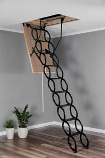 Купить Чердачная лестница ножничного типа металлическая с люком толщиной 26мм OMAN TERMO GREY 60х120х290см - изображение 2